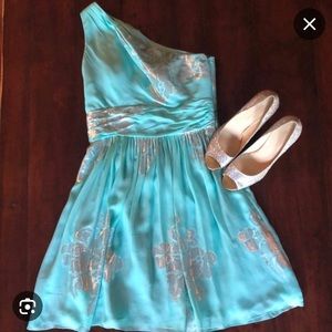 Eliza J one shoulder dress seafoam green sz 14